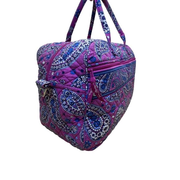Vera Bradley Women’s Pink Quilted Paisley Print Shoulder & Handheld Duffle Bag - Picture 5 of 13